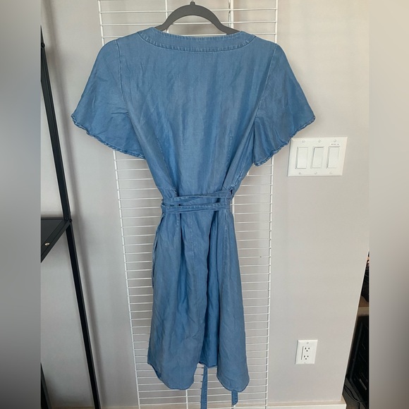 Loft Wrap Dress Blue Size 6 - Picture 2 of 8